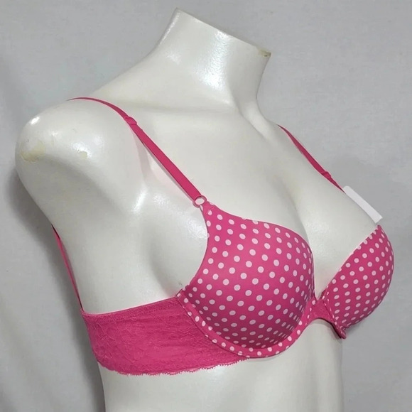 36B Maidenform One Fabulous Fit Embellished Push UP Bra Pink Dot NWT - Picture 2 of 3